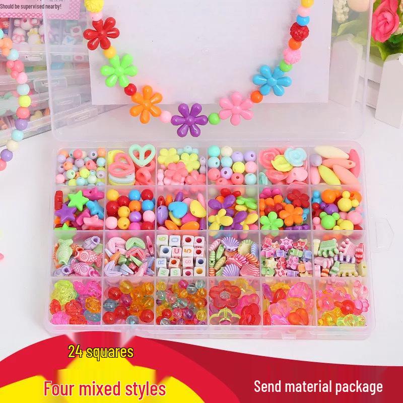 24-Grid DIY Kids' Beading Toy: Amblyopia Correction & Educational Stringing Kit