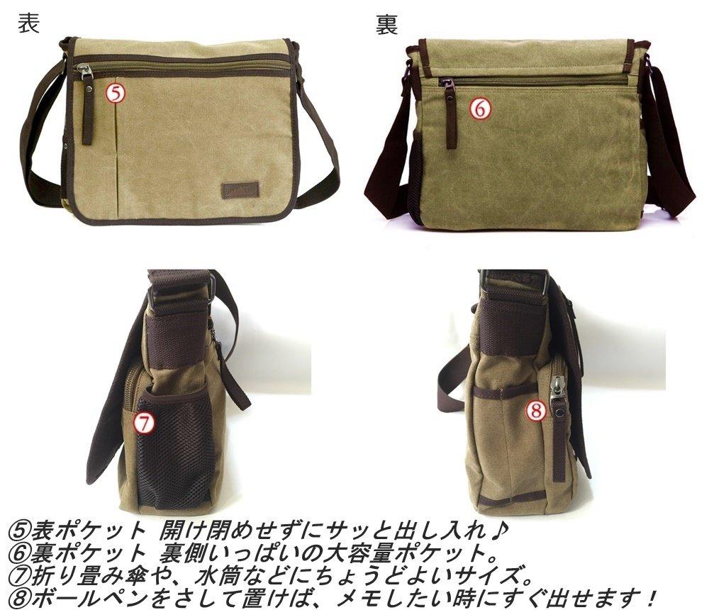TABIWO Canvas Shoulder A4 PC Perfect for School or Military Simple Design Bag, Crossbody, Large, Size, Pocket, Work, Style, (1. Khaki)