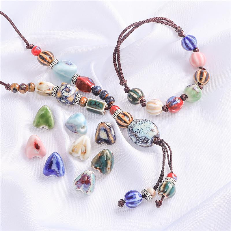 5 Stück Blumenglasur-Porzellanperlen Zongzi-Form Keramikperlen für die Schmuckherstellung DIY Charms Armband Halskette Basteln Loch 2,5 mm
