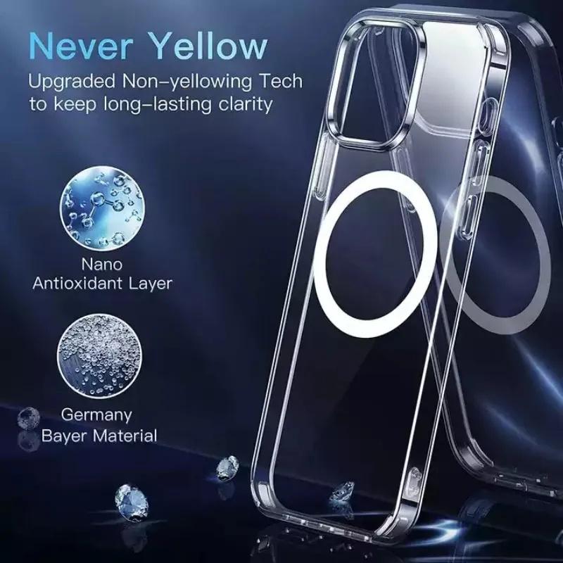 Luxury Wireless Magnetic Cover for Apple Magsafe Case Iphone 11 12 13 15 16 Plus 14 Pro Max 13 Mini Clear Acrylic Cases