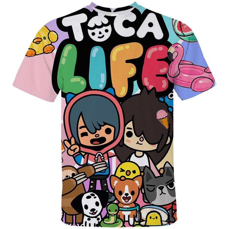Maglietta Toca Life World 3D Anime Toca Boca Stampa 3D T-shirt Moda Bambino Magliette Oversize Top Magliette Magliette Vestiti