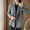 Women's Petite Double-Breasted Wool Cashmere Coat - Autumn/Winter Suit Collar Overcoat
