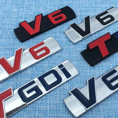 Auto Styling Metall V6 Motor Logo Emblem Kofferraum Sport Turbo Auto Abzeichen 3D Aufkleber Abziehbild Zubehör