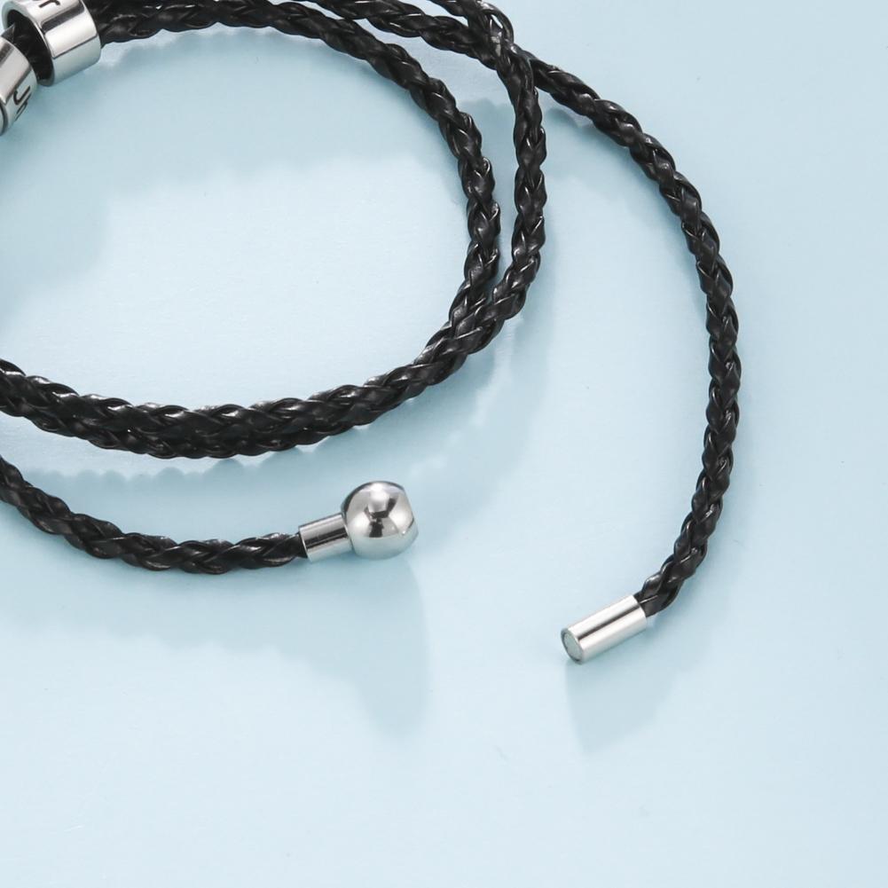 Lemegeton Custom Mens Bracelet 1-7 Names Engraved Beads Braided Leather Bracelets on Hand Personalized Jewelry Friendship Family