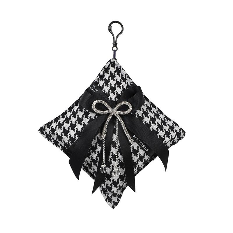 Houndstooth Bowknot Bamboo Charcoal Air Freshener Bag For Car And Home