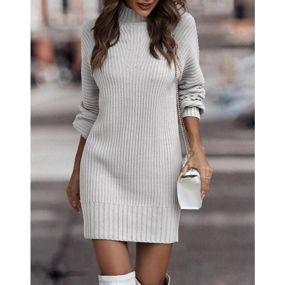 JPNTKY Damska Moda Casual Jednolity Kolor Nadruk Jesień Zima Długi Rękaw Półgolf Luźne Swetry