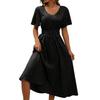 Women's V-Neck Waist-Defining Polka Dot Short-Sleeve Casual Dress