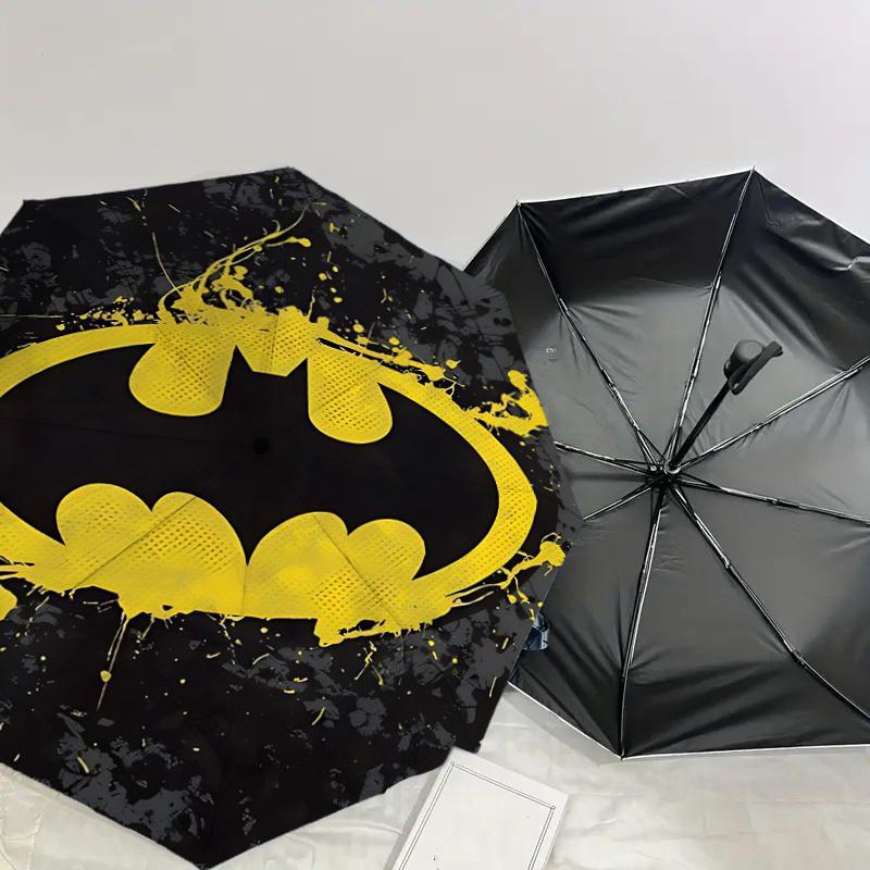 1PC Warner Batman Logo Automatic Open/Close Umbrella with Windproof, 76-Rib Sturdy Canopy, Durable Ribs1293A