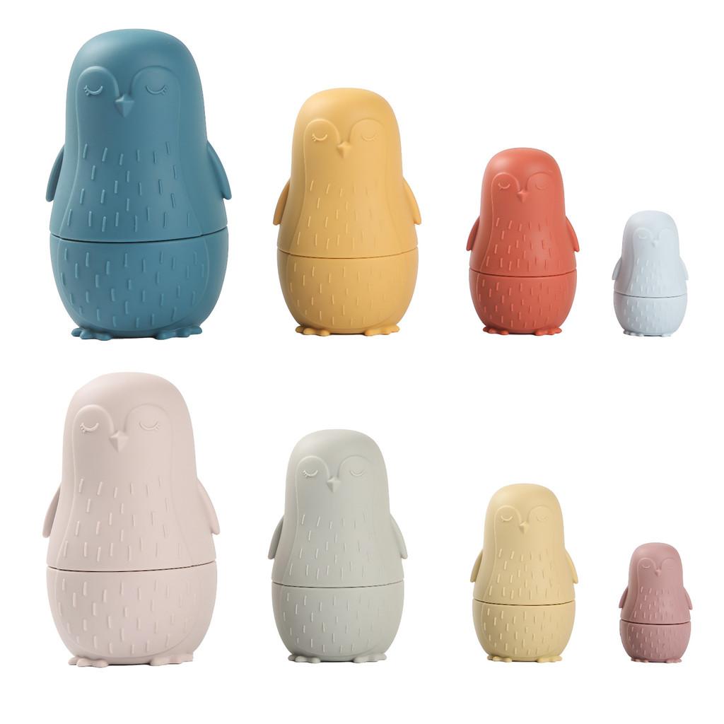 Silicone Nesting Penguin Doll Toy With Multiple Pieces For Kid Learning Play And