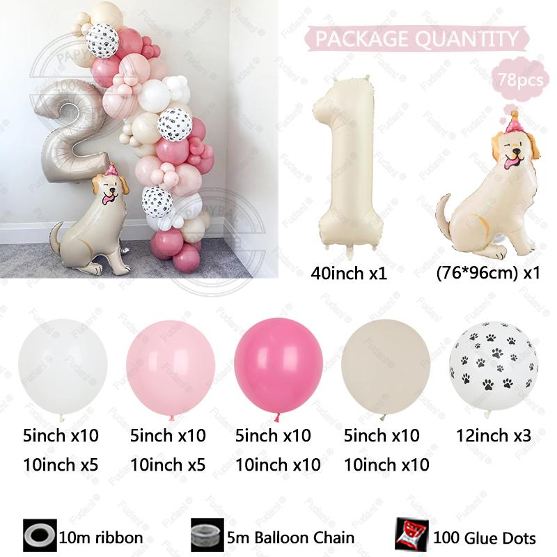 78pcs New Standing 3D Cartoon Dogs Claw Bulldog Shepherd Poodle Puppy Pet Theme Birthday Party Decoration Forest Animals Balloon