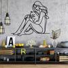 Metal Wall Art Lady with Cat Simple Line Design Living Room Decor Indoor Gift Wedding Holiday Home