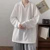 Autumn Korean Streetwear T Shirt Men Fashion Hip Hop Baggy Casual  Solid Color Loose Long Sleeve Tees