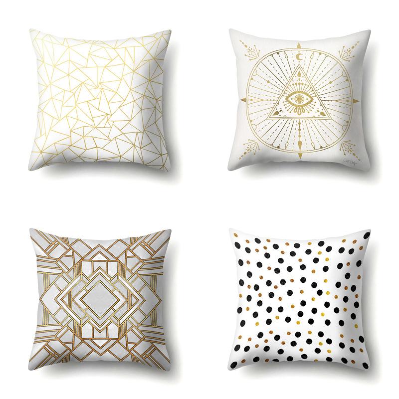 Polyester Pillow Case Automobile Decoration Home Printed Pillow Case Waist Cushion Cover Car Cushion Head Cushion Cover