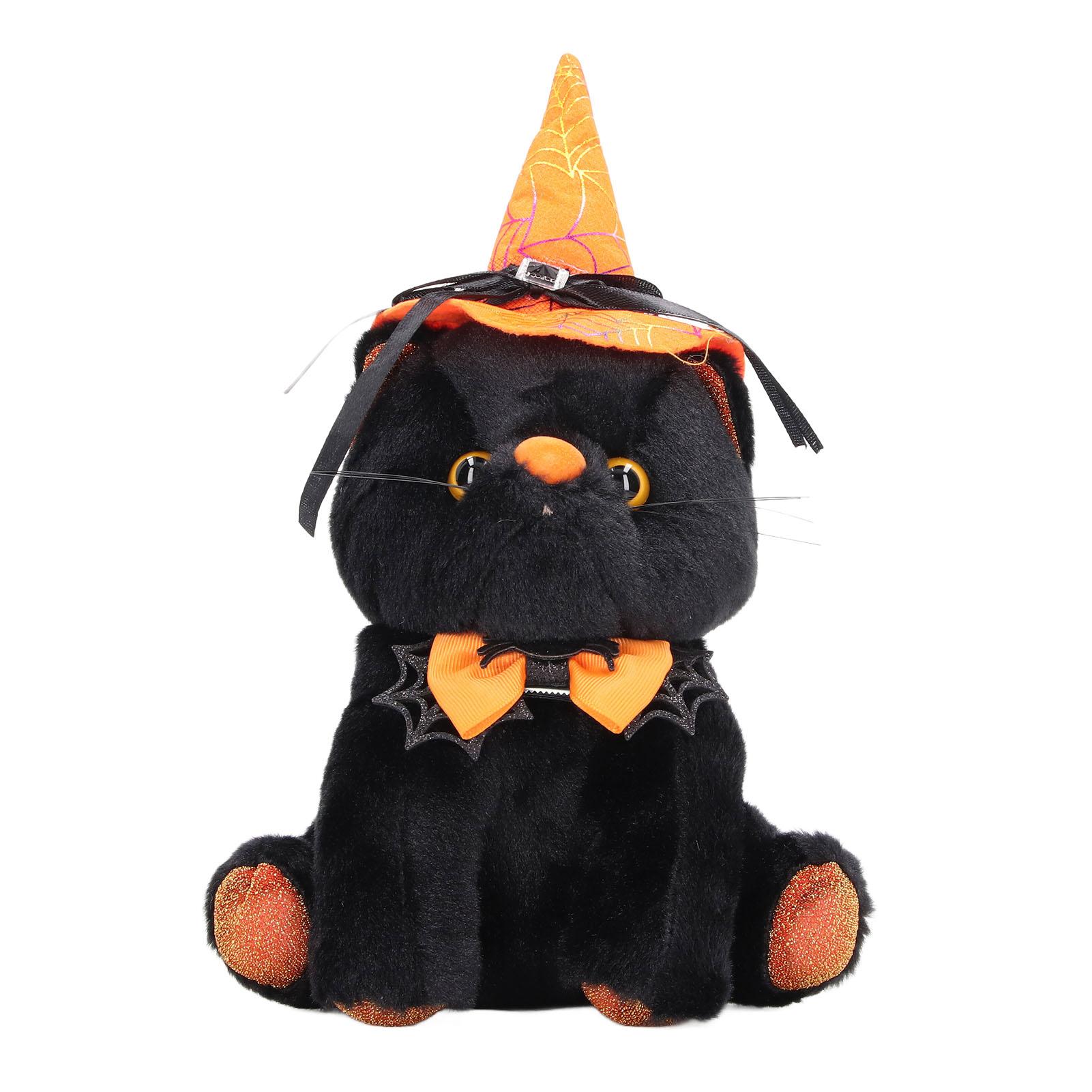 

Кошка-кукла на Хэллоуин, симпатичная коллекционная плюшевая кукла-животное, украшение со шляпой для праздничной вечеринки дома