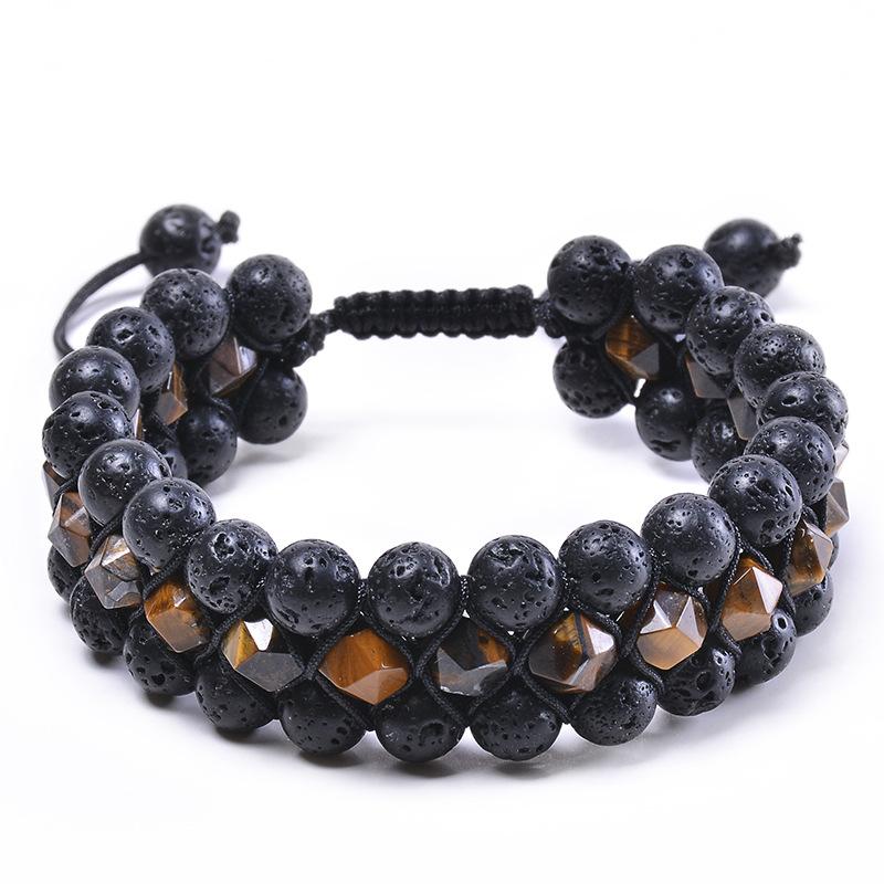 JYL TS Bracelet 30-70th Birthday Carded  Beaded Gift Brings Blessing & Longevity 8MM-tiger eye volcanic электрические малиновый