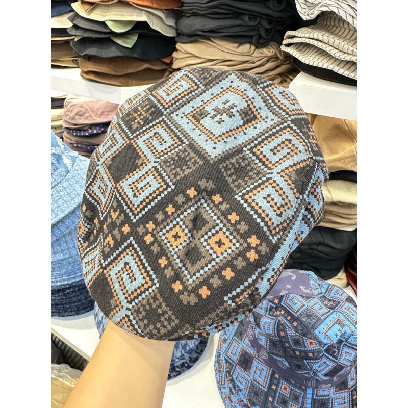 Contrasting color matching, totem cashew nut printing, slim forward hat, men's and women's spring and summer sun protection, sun hat, casual tide