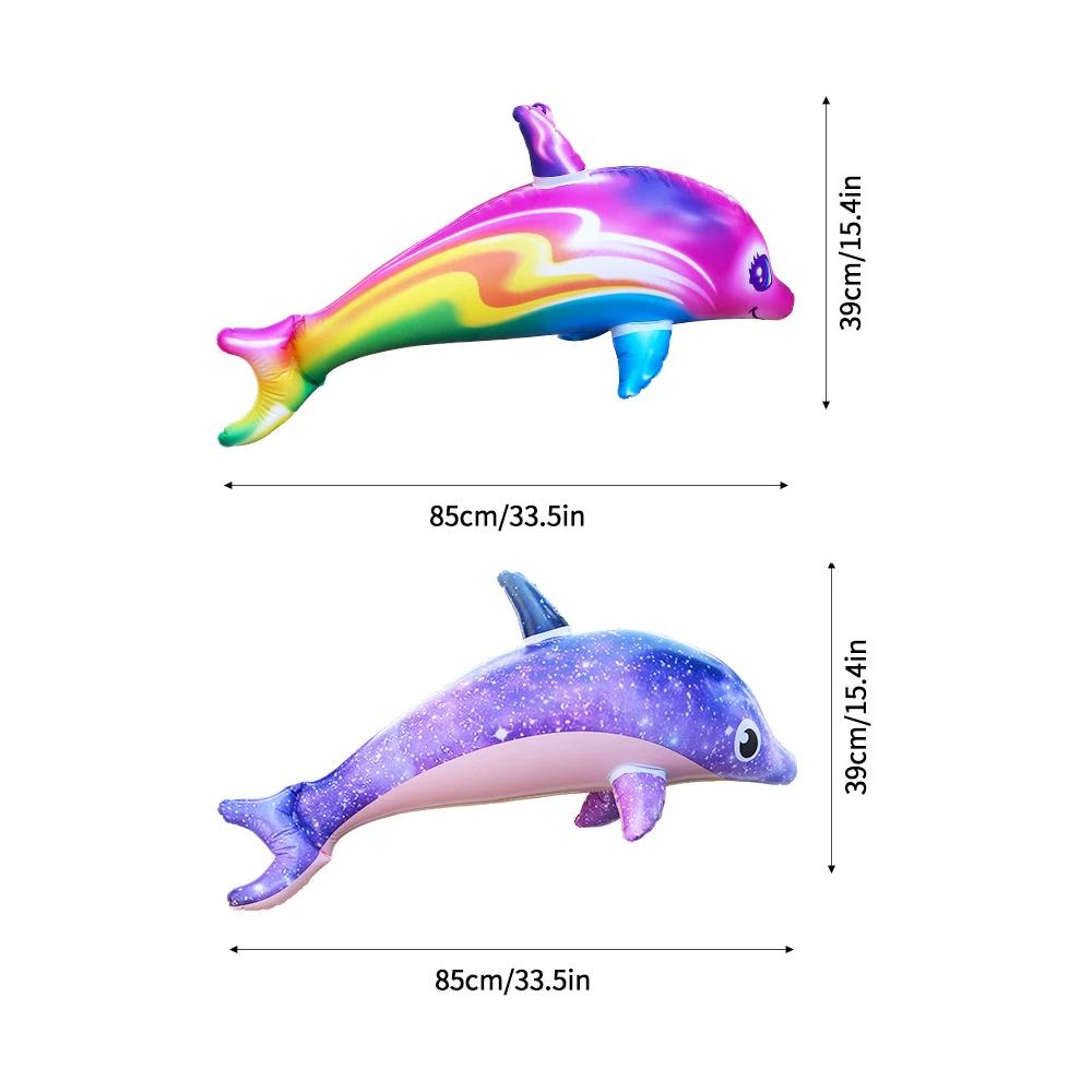 Inflatable Dolphin Rainbow Inflatable Toy Inflate Pool Beach Birthday Party Decoration Float Water Sports Inflatable Toy