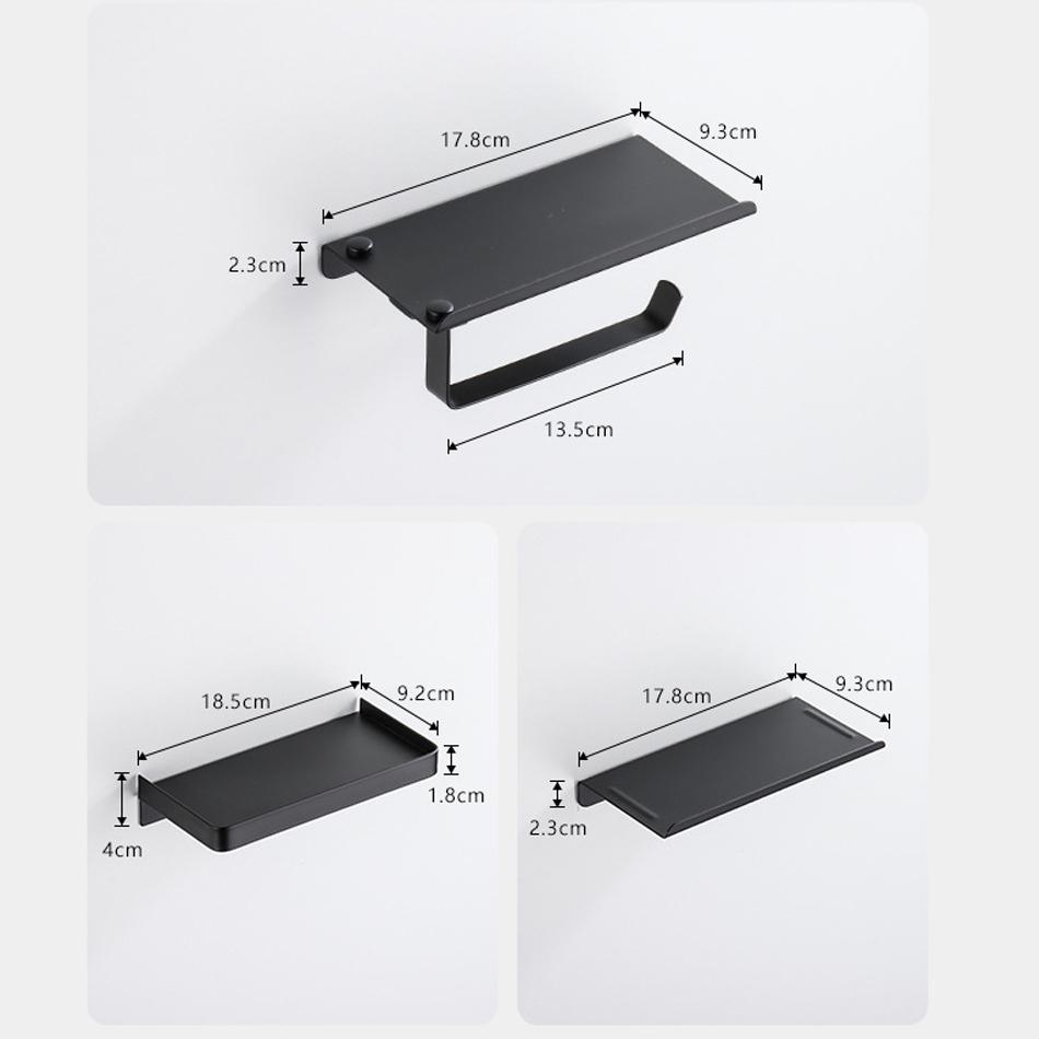 304 Stainless Steel Paper Holder Gold Black White Brushed Toilet Paper Roll Rack with Phone Shelf Bathroom Kitchen Free Punch