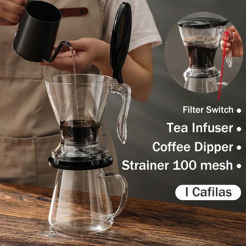600ml Pour Over Kaffeetropfer mit Schalter,Teesieb für losen Tee,Handbrüh-Kaffeemaschine,Hochtemperatur-Kunststofffilter