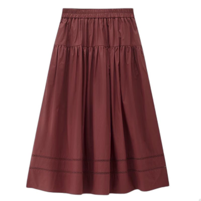 Giordano Women s Pure Cotton Cutout A-Line Midi Skirt XL
