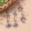 3paris/set Vintage Alloy Flower Dangle Earrings Sunflower Rose Earrings for Women Girls Party Holiday Jewelry Gifts