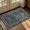 Crystal Velvet Carpet Floral Dark Green Area Rugs , Soft Washable Rugs for Living Room Bedroom, Boho Non Slip Low Pile