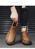 Men's Large Size Martin Boots - Casual Handmade Zipper Short Boots with Plus Velvet for Autumn and Winter
