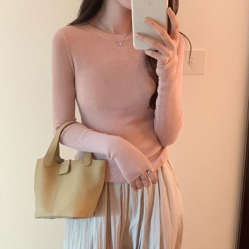 Women's Slim Fit Round Neck Knitted Sweater - Autumn 2024 Collection