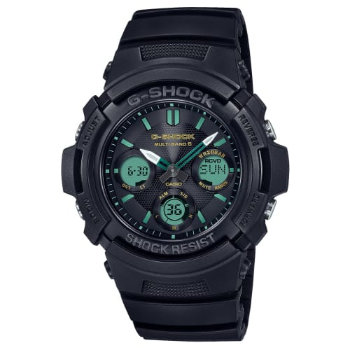 

Casio G-Shock Radio-Controlled Solar Watch, Teal and Brown Color Series AWG-M100RC-1AJF, Men s, Black