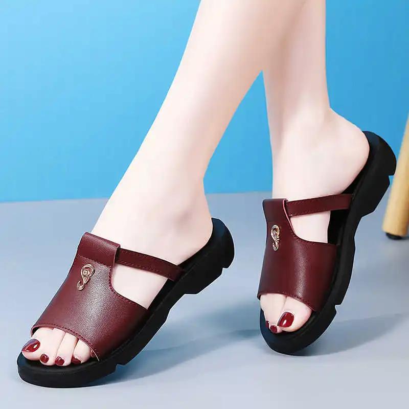 Fashion Spring Two Strips Women's Bathing Slippers Ladies Shoes 42 Brown Sandal Women Sneakers Sports Universal Brands In Offers