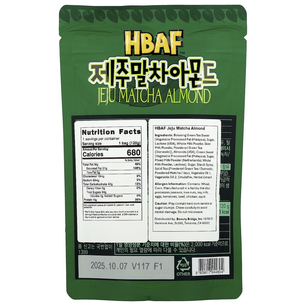 HBAF, Jeju Matcha Almond, 120g