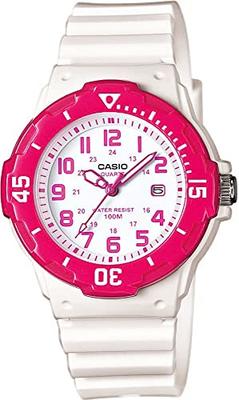 Analog Watch LRW -200H-2EV / -200H-4BV Women's/Kids' Cheap Casio Watch In Gloss Black with Blue Metallic or Gloss White with Pink (Imported)