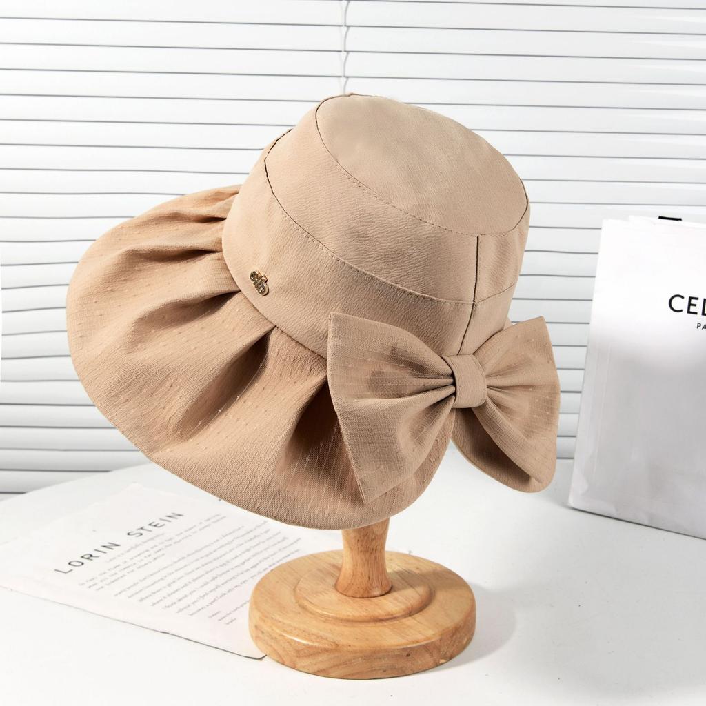 New Sunscreen Bucket Hat Women's Summer Bow Big Eaves Sun Hat Korean Version Casual Outdoor Travel Sun Hat