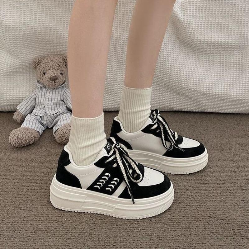 2025 Woman Casual Sports Shoes Muffin Thick Bottom Flats Shoes Designer Simple Breathable Lace-up Running Sneakers Tennis Mujer