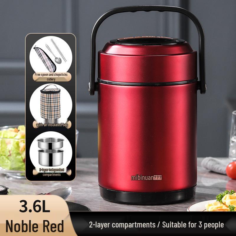 Winter Stainless Steel Insulated Multi-layer Lunch Box - Portable, Large Capacity, Keeps Food Hot for 24 Hours, Perfect for Home or Office.