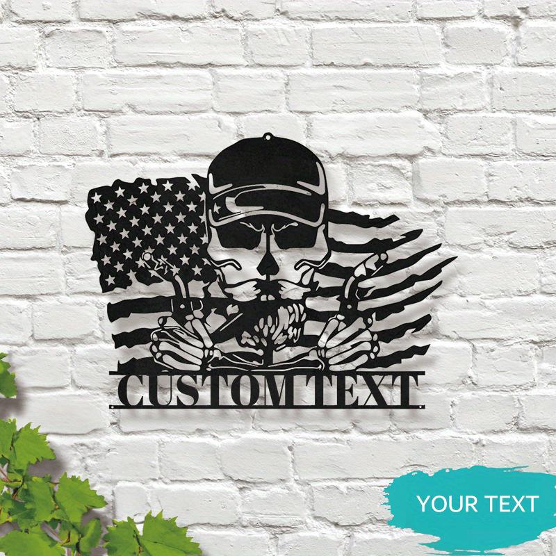 

US Flag Skull Welder Metal Wall Art Mechanic Gift Garage Decor Metal Sculpture Vintage Industrial Tin Sign for Workshop