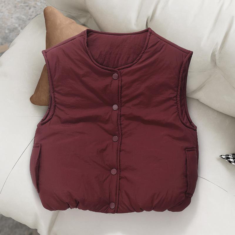 

Дитячий осінньо-зимовий жилет однотонний теплий бавовняний одяг для малюків хлопчиків дівчаток товсті жилети верхній одяг жилет 90 червоний