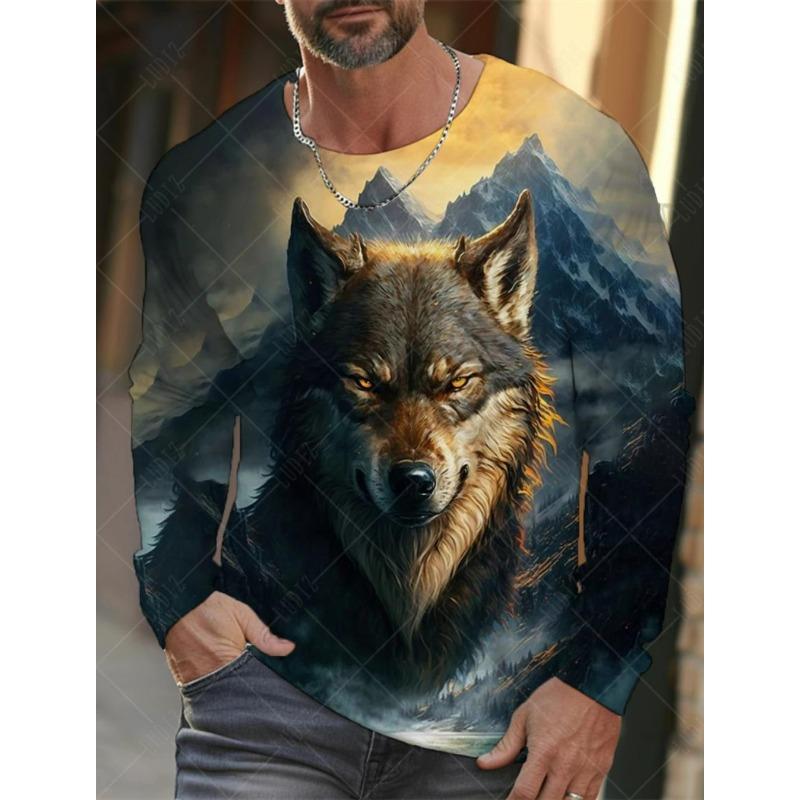 Populární tričko Animal Wolf Series 3D potištěné pánské streetwear Top oblečení Neformální trička s dlouhým rukávem a výstřihem