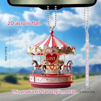 New Acrylic Flat Carousel Decorative Pendant Car Rearview Mirror Hangings Christmas Tree Pendant Loungewear