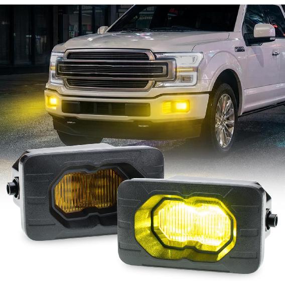 

Yellow LED Fog Lights for F150 2015-2020 2017-2022 F250 F350 F450 F550 Super Duty 4 Inch Pod Bumper Driving Fog Lamp Assembly Kit Super Bright Yellow lights