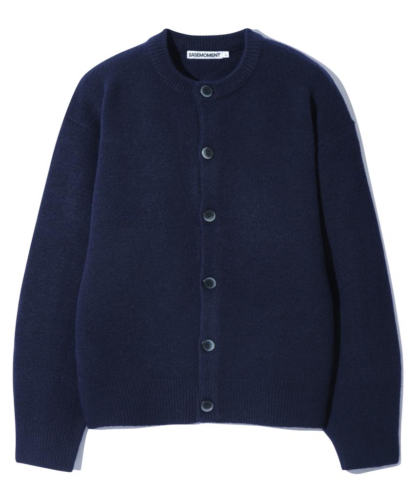 Basemoment Round Neck Button Cardigan Navy