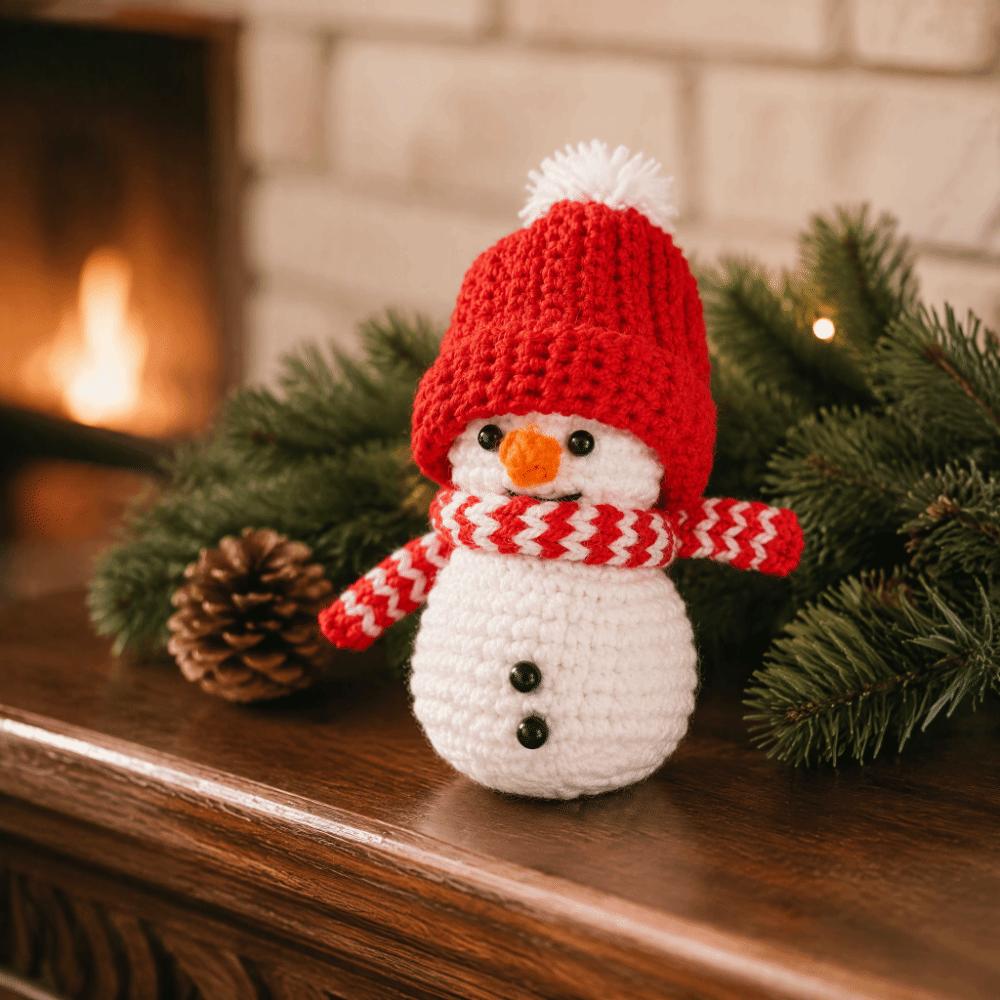 Finished Knitted Snowman Plush Doll Soft Knitting Yarn Crochet Ornament Family Friends Gift