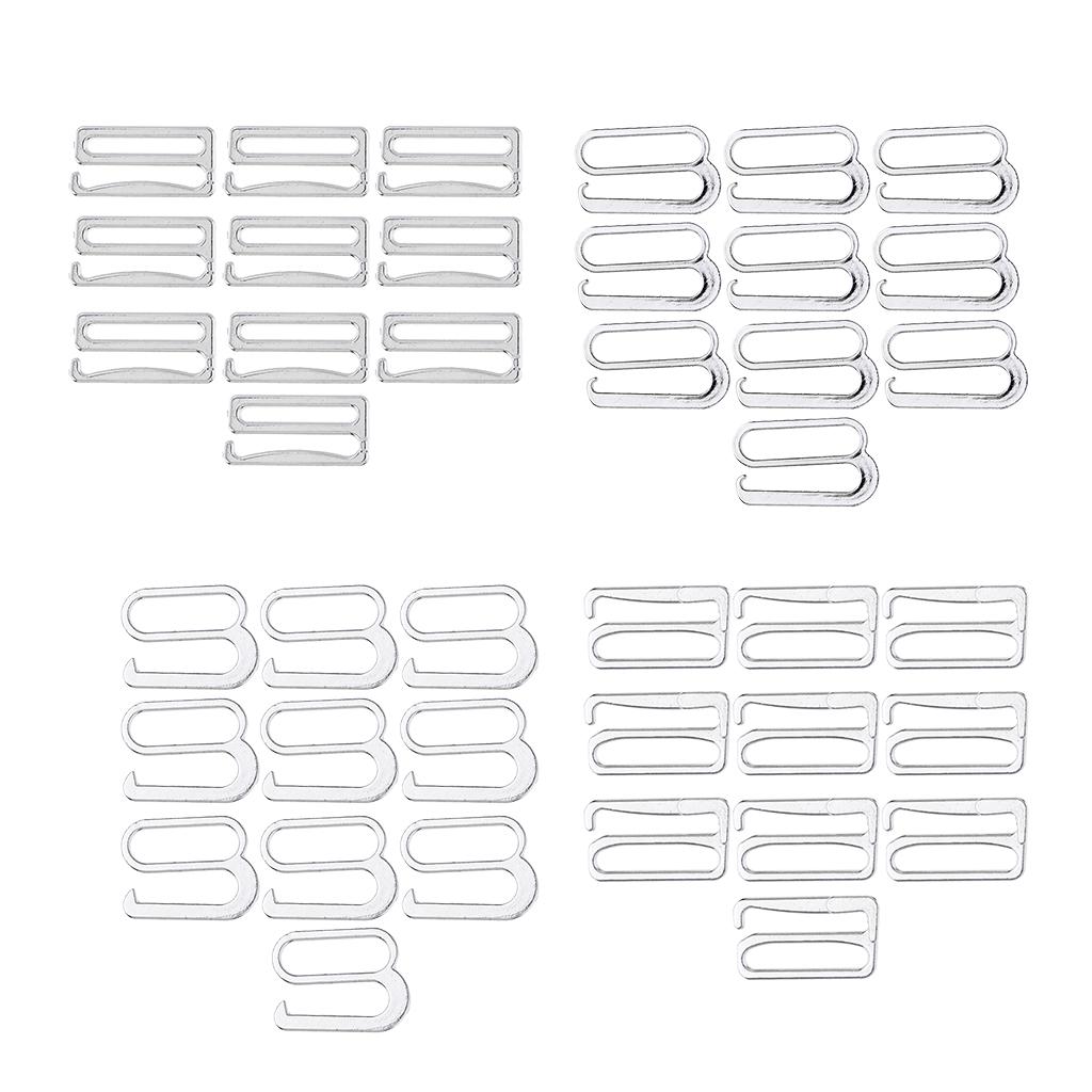 10x Metal Bra Strap Adjuster Sliders Hook for Sewing - Sliver, 26mm