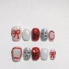 Handmade Cat Eye Short Square Oval Press On Nails With Bowknot Pearl Diamond Flower Star Decor Detachable Full Cover