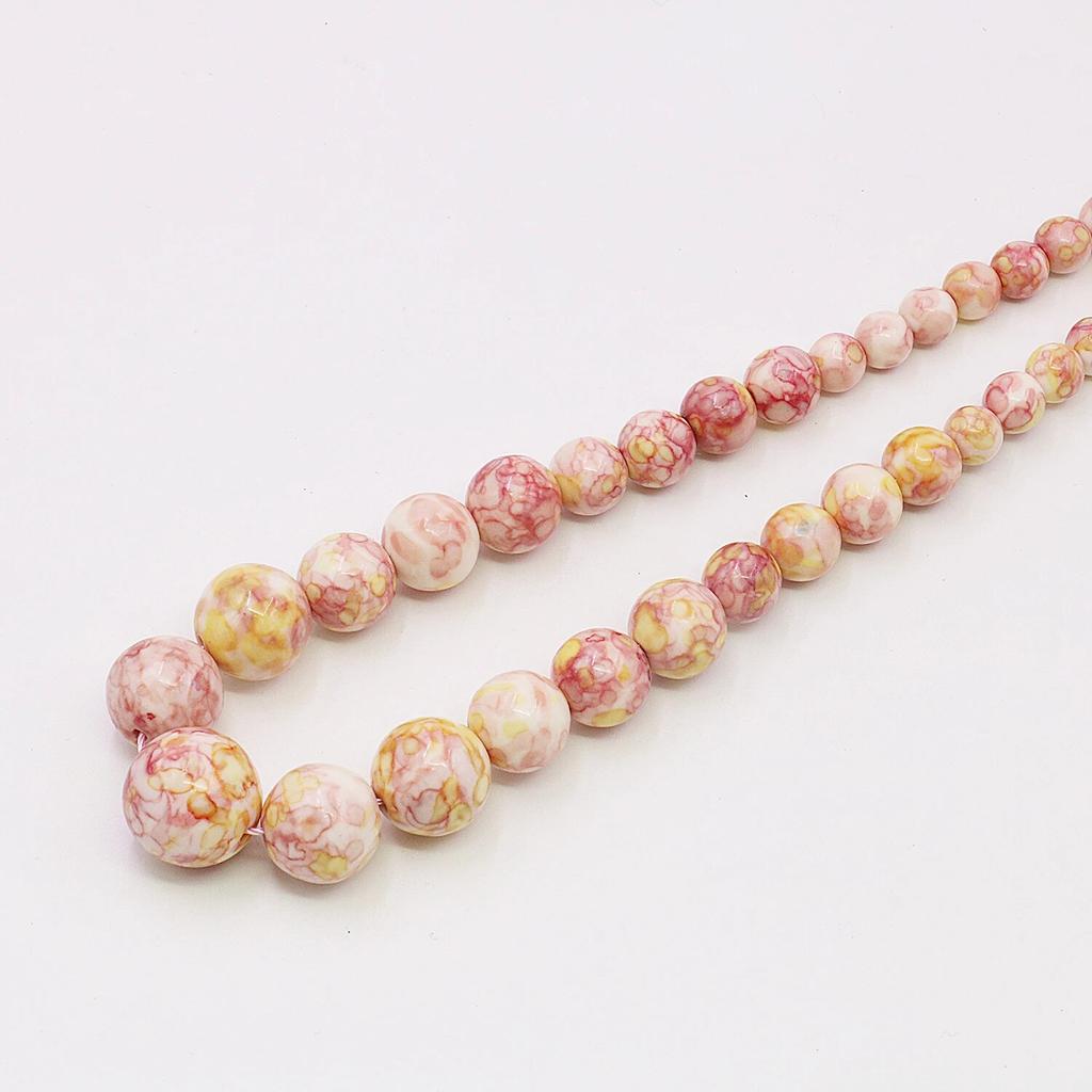 6-14mm Rainbow Turquoised Necklace Round Beads Gems Chalcedony Tower Shaped Jewelry Accessories,women Girls Gifts 5 Cm Extension Chain