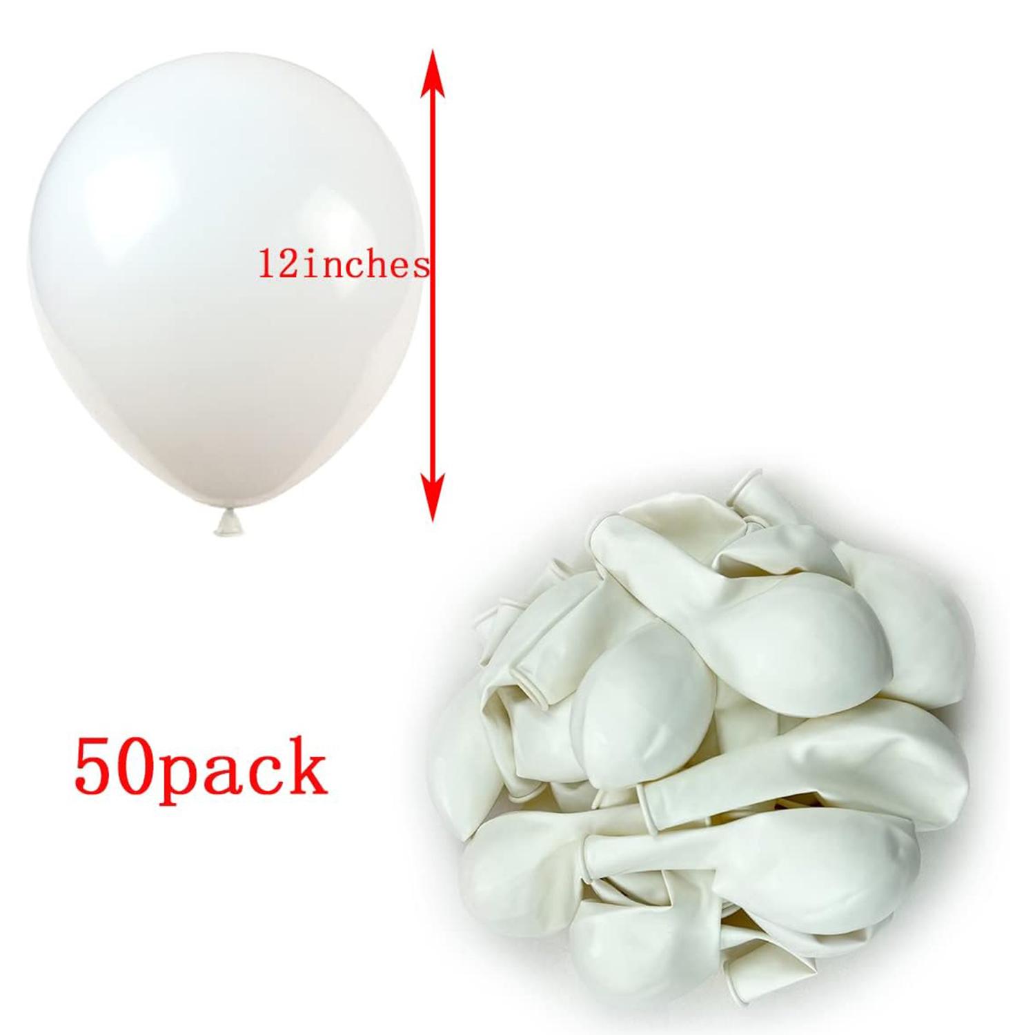 

12inch 50pcs multi-color latex balloon set, suitable for weddings, birthdays, popular parties, bridal showers,family gatherings 12INCH білий