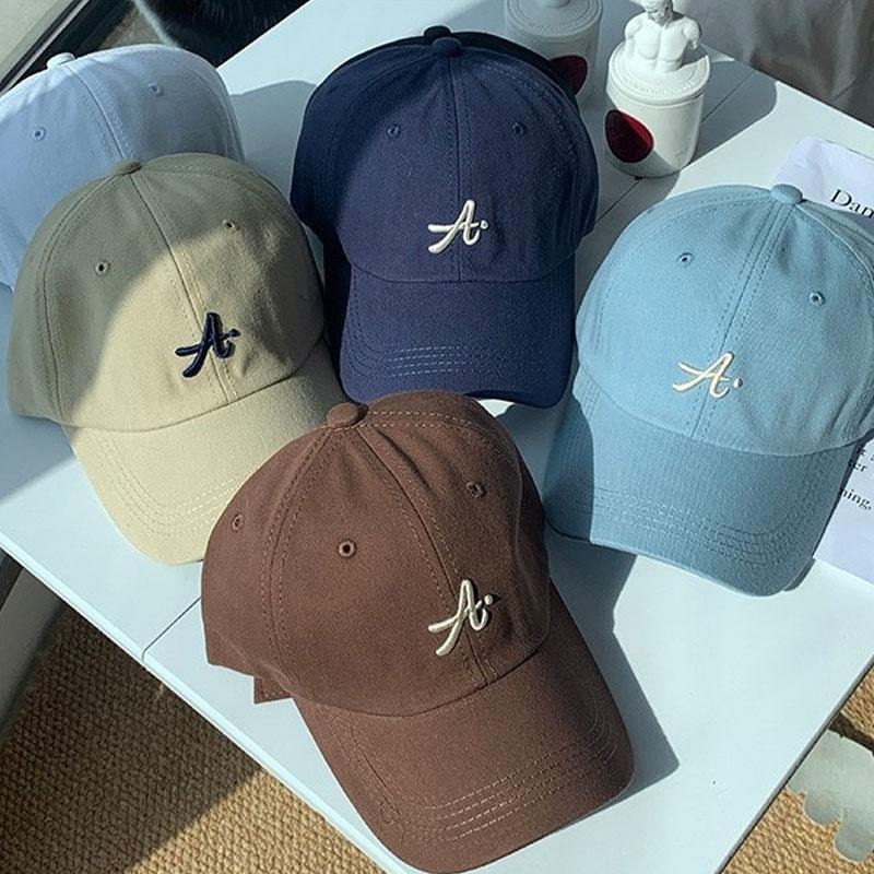 Solid Color Fashion Baseball Cap Women Men Letter  Embroidery Curved Sun Visor Casual Summer Unisex Adjustable Peaked Hat