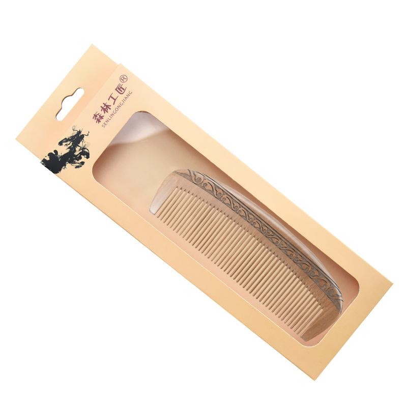 Handmade Old Nanmu Solid Wood Comb: Thickened Double-Sided with Carved and Printed Design - Perfect Gift from Scenic Spots