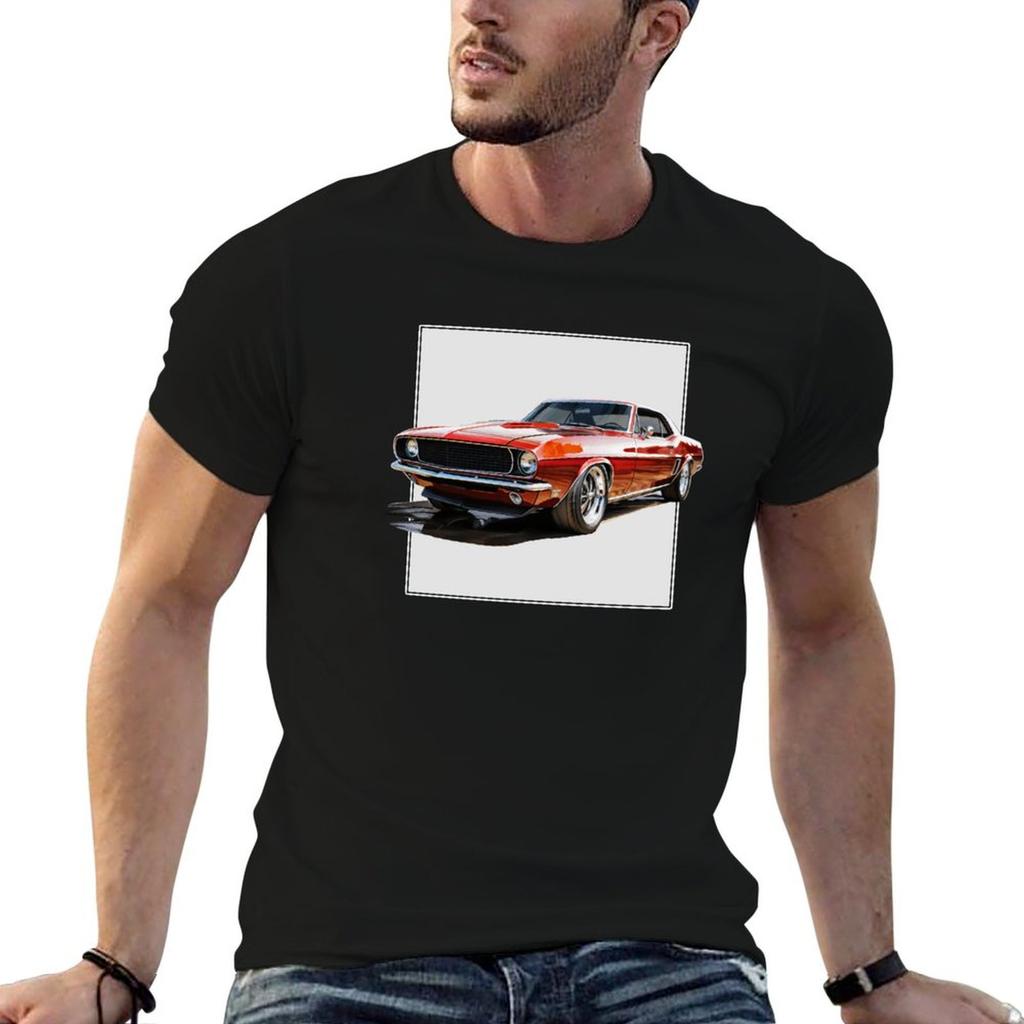 Muscle Car 1960s Illustration Tshirt Water Resistant Casual Tshirt