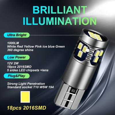 2pcs Park Light T10 LED W5W Canbus 194 168 Auto Clearance Lamp 6500K White No Error Led Bulb for Toyota Honda